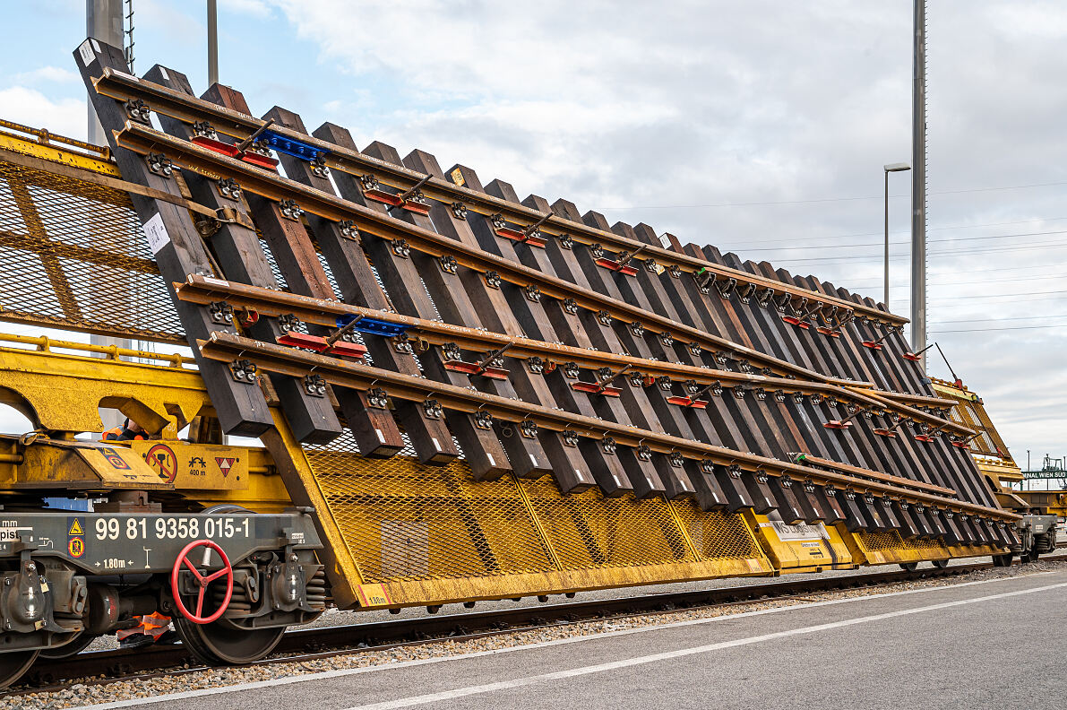 Weichenarbeiten, Weichentransportwagen (Symbolfoto)