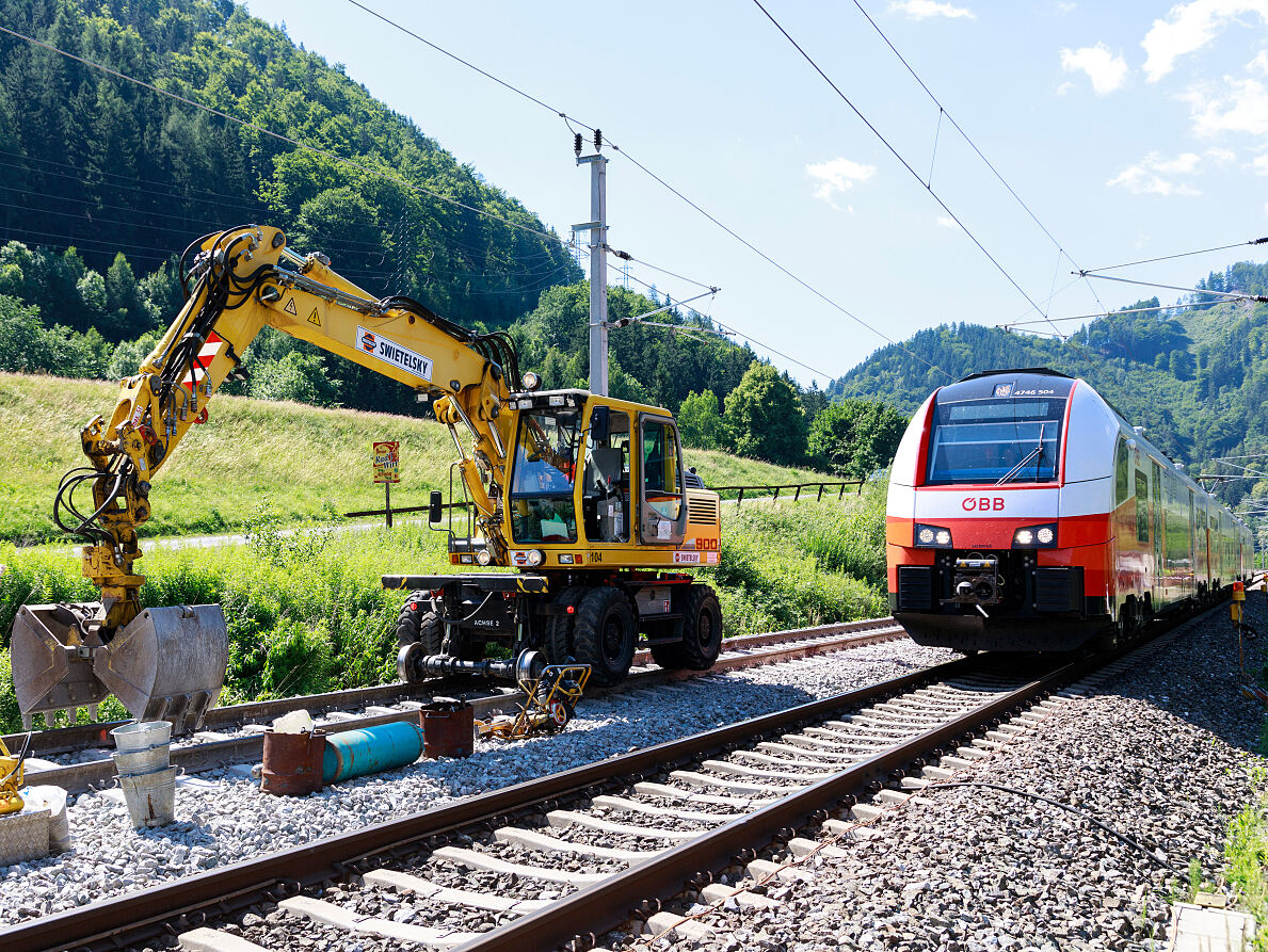 Gleisarbeiten_Zweiwegebagger_Zug