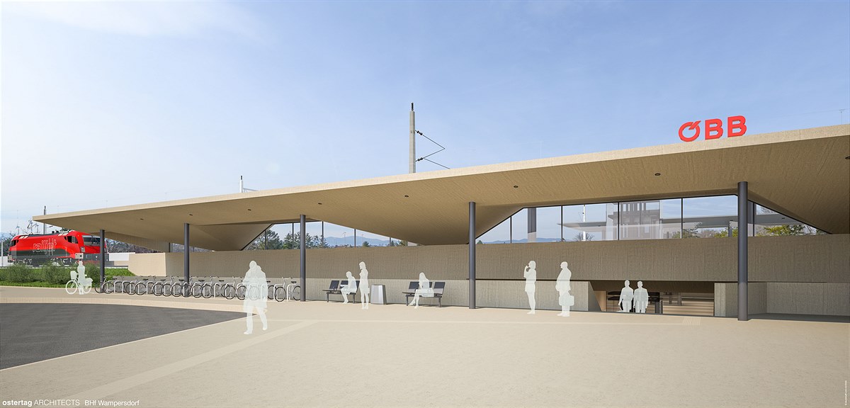 Bahnhof Wampersdorf_Frontansicht © ÖBB Ostertag Architects