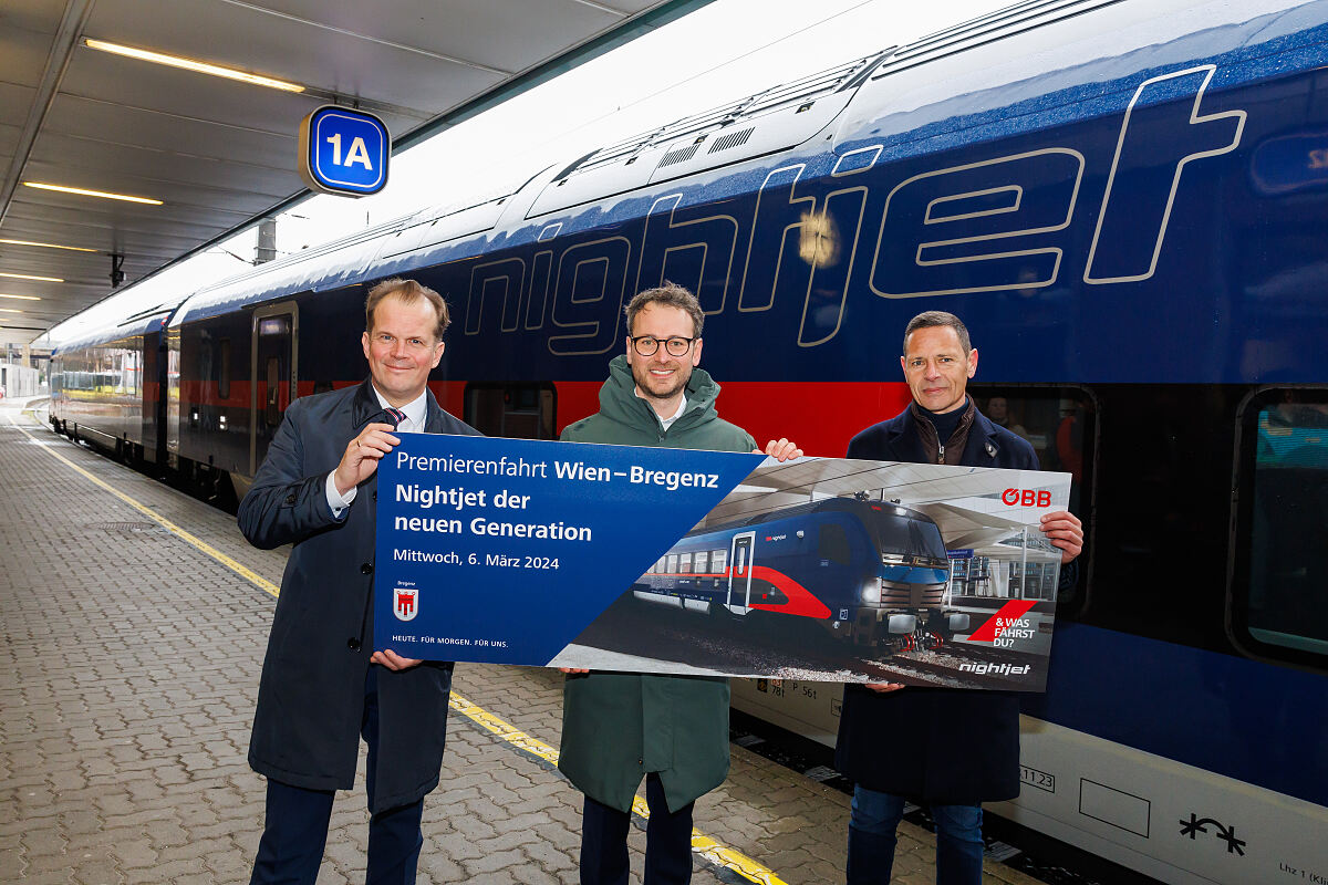Ankunft erster Nightjet der neuen Generation im Linienverkehr in Bregenz