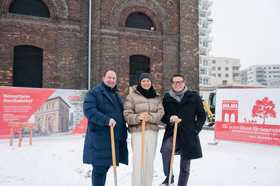 (v.l.n.r.) Bezirksvorsteher Alexander Nikolai, Vorständin der ÖBB-Infrastruktur AG Silvia Angelo und Stadtrat Jürgen Czernohorsky